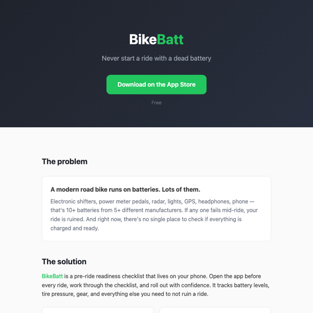 BikeBatt — never start a ride with a dead battery