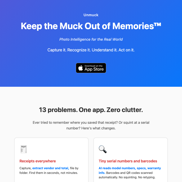 Unmuck — photo intelligence for the real world