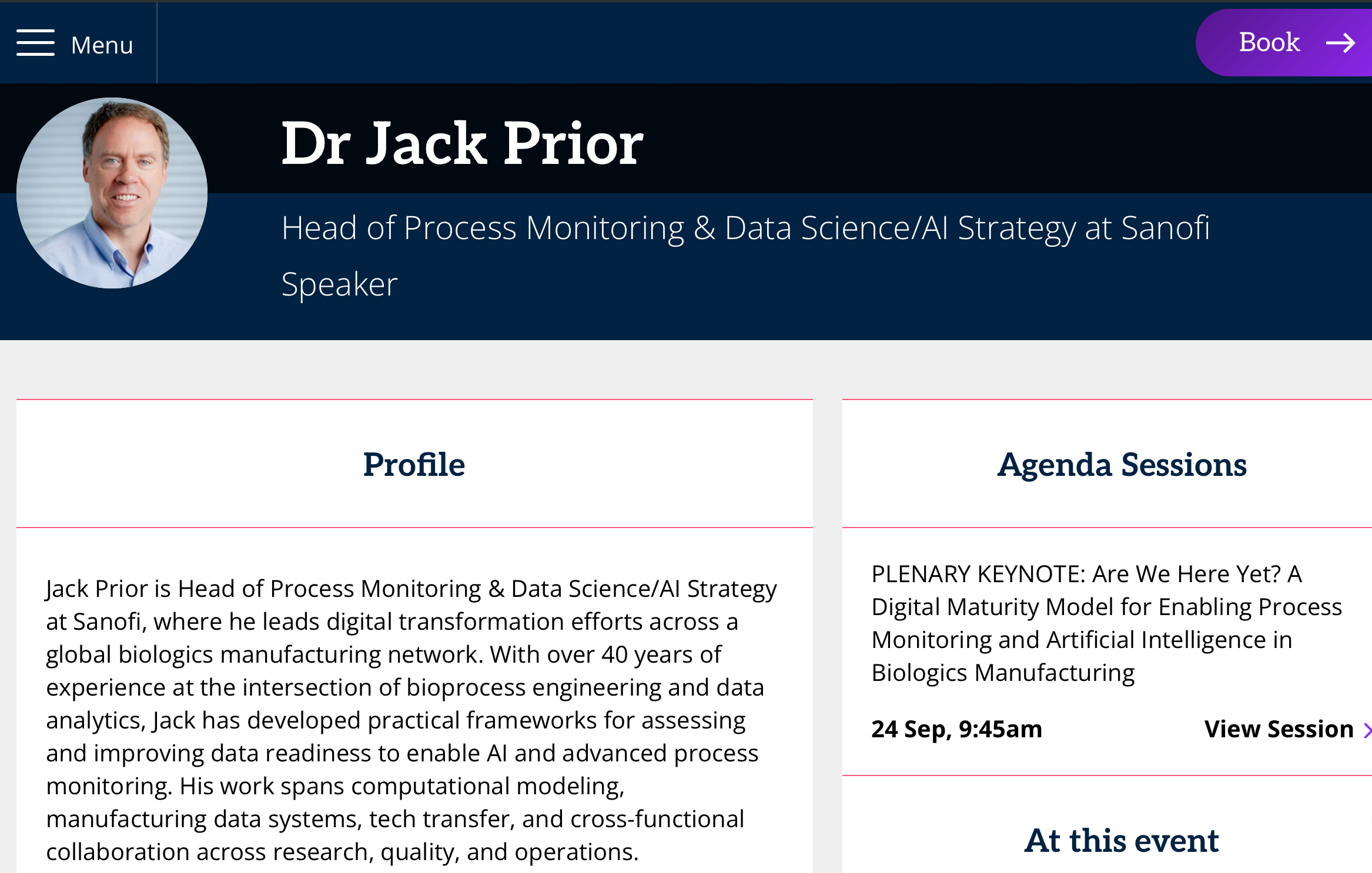 Bioprocess International speaker page: Dr Jack Prior, plenary keynote