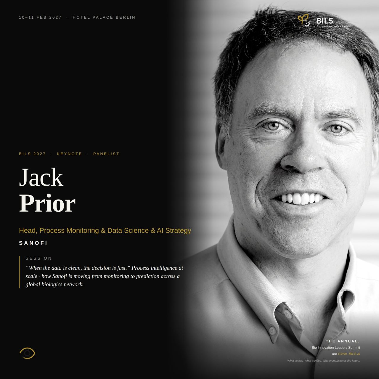 BILS 2027 promo: Jack Prior, keynote and panelist, Bio Innovation Leaders Summit, Hotel Palace Berlin